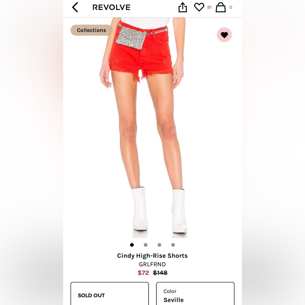GRLFRND red denim shorts